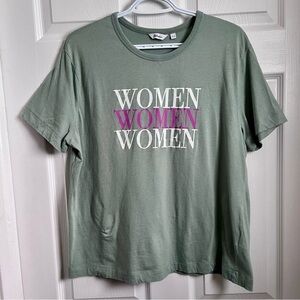 3/25$💥 Reitmans t shirt tee green Women XL short sleeve feminist graphic